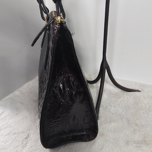 Brahmin Chocolate Croc Embossed Shoulder Bag Classic - Picture 4 of 16